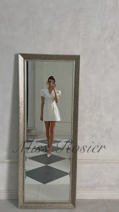 Acharya White Shawl Lapel Mini Dress