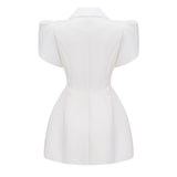 Acharya White Shawl Lapel Mini Dress