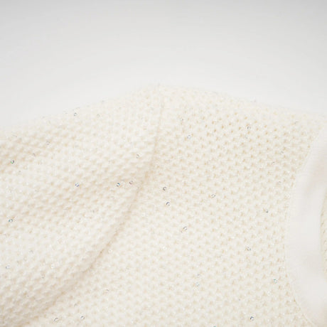 Adélade White Embellished Knit Midi Dress