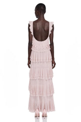 Adelaide Pink Ruffled Sleeveless Maxi Dress