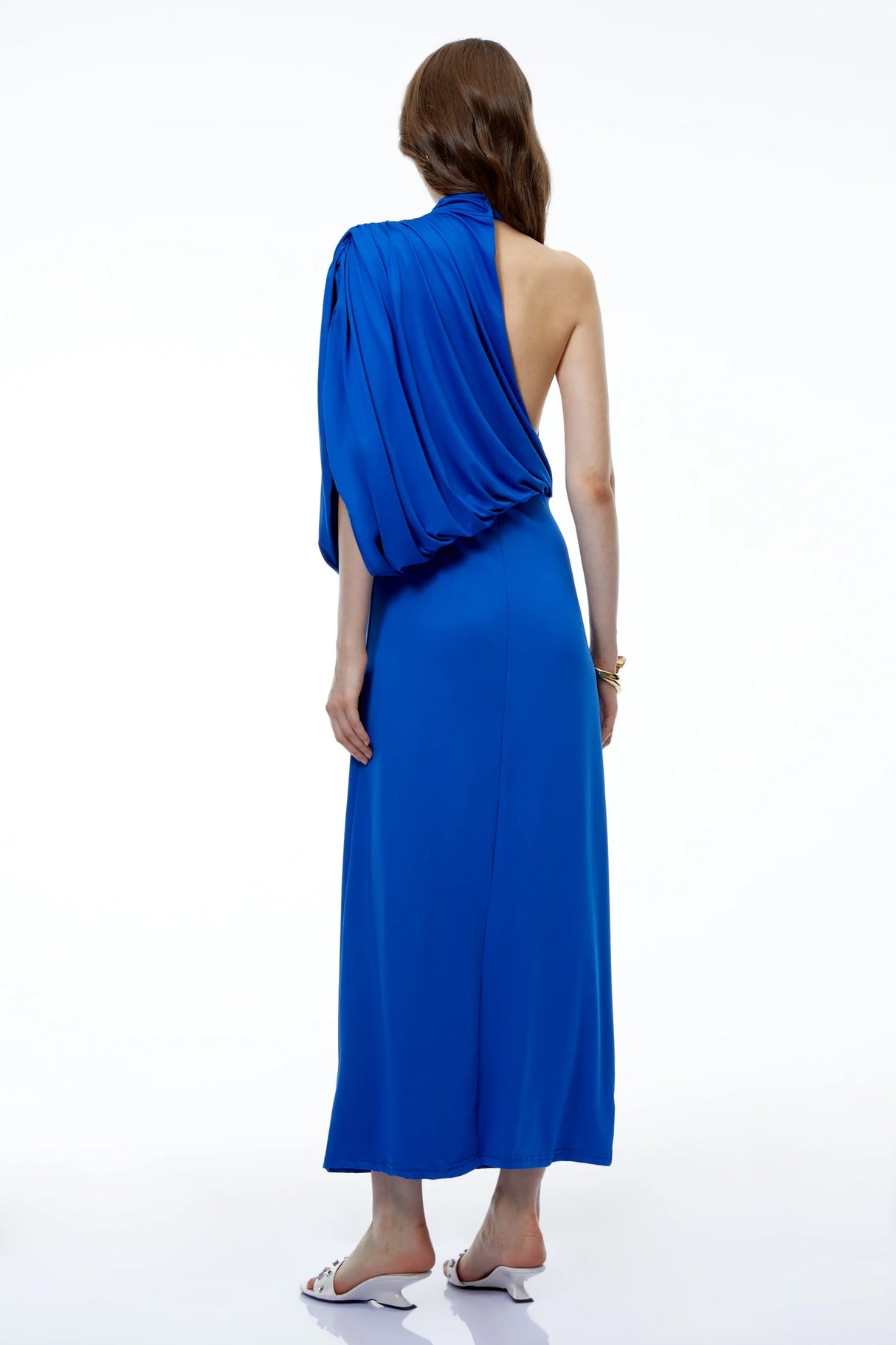 Adele Royal Blue One Shoulder Asymmetrical Maxi Dress