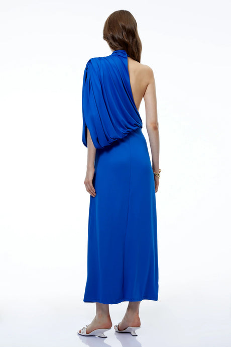 Adele Royal Blue One Shoulder Asymmetrical Maxi Dress