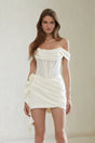 Adèle White Ruched Satin Mini Dress