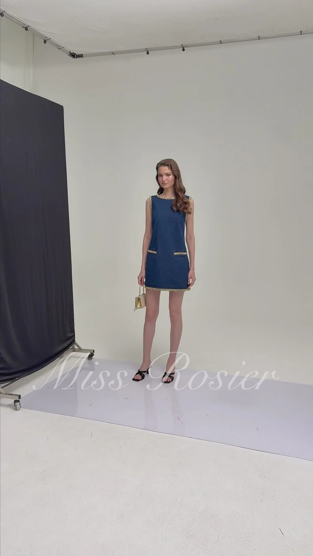 Adi Blue Rhinestone Sleeveless Mini Dress