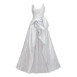Adina Silver Glossy Asymmetrical Ruched Gown