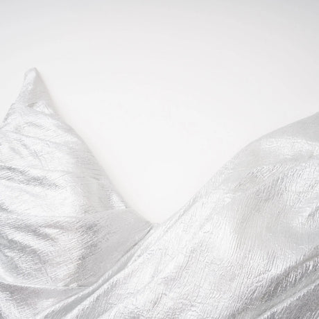 Adina Silver Glossy Asymmetrical Ruched Gown