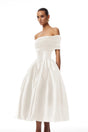 Ainara White Off Shoulder Polished Midi Dress