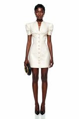 Ainhoa Cream Mock Neck Mini Dress