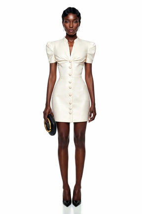 Ainhoa Cream Mock Neck Mini Dress