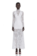 Airelle White Satin Panel Lace Maxi Dress