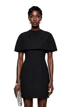 Aisha Black Structured Cape  Mini Dress Set