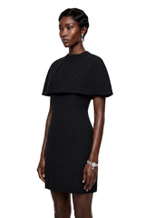 Aisha Black Structured Cape  Mini Dress Set