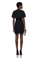 Aisha Black Structured Cape  Mini Dress Set
