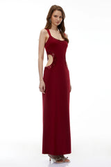Aisha Red Embellished CutOut Maxi Dress