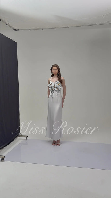 Aitana White Halterneck 3D Petal Maxi Dress