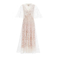 Alaia White Cape Design Floral Lace Midi Dress