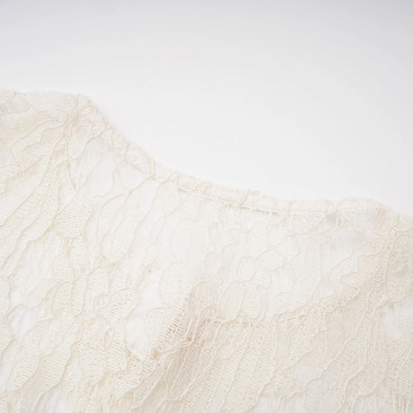 Alaia White Cape Design Floral Lace Midi Dress