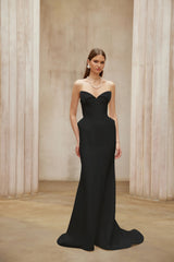 Alba Black Barrel Waist Corset Maxi Dress