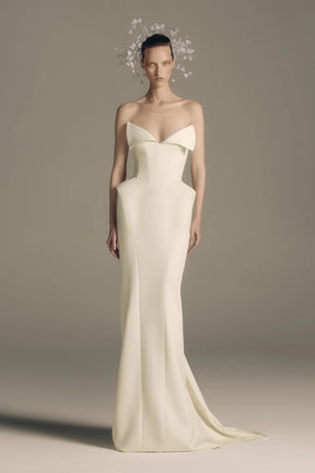 Alba White Barrel Waist Corset Maxi Dress