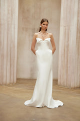 Alba White Barrel Waist Corset Maxi Dress
