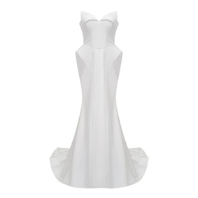 Alba White Barrel Waist Corset Maxi Dress