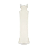 Alba White Barrel Waist Corset Maxi Dress