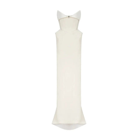 Alba White Barrel Waist Corset Maxi Dress