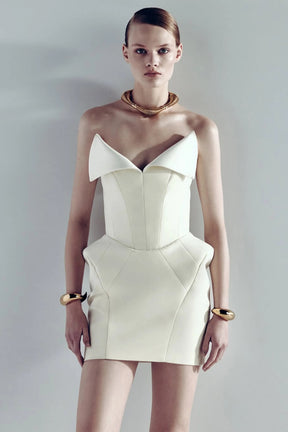 Alba White Barrel Waist Corset Mini Dress