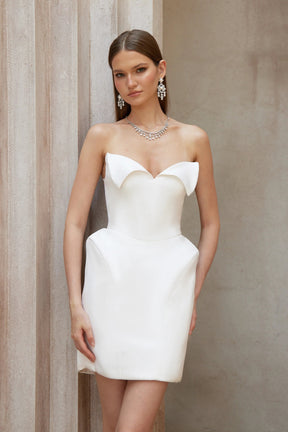 Alba White Barrel Waist Corset Mini Dress