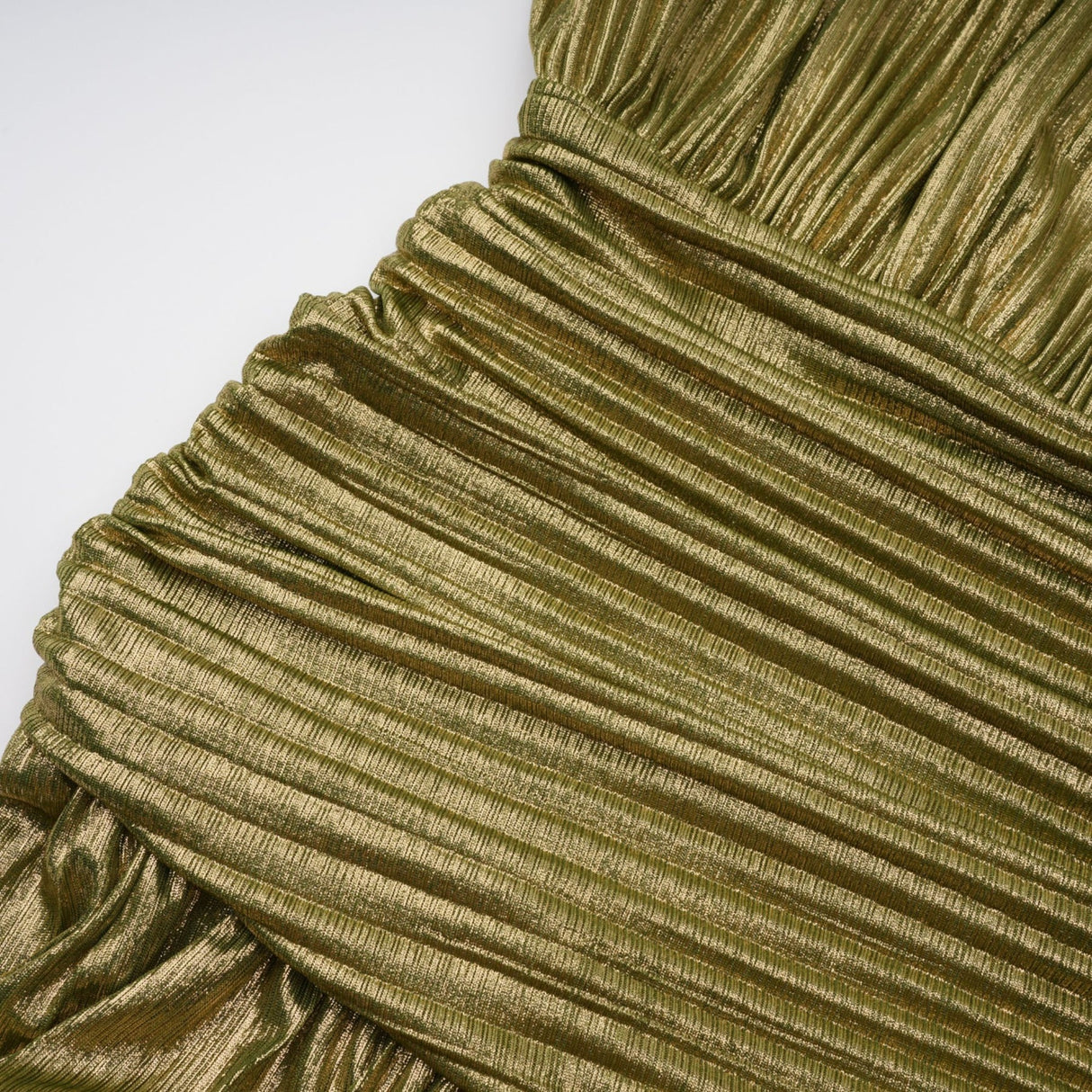 Alchimie Gold Glossy Pleated Maxi Dress