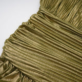 Alchimie Gold Glossy Pleated Maxi Dress