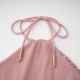 Alchimie Pink Glossy Pleated Maxi Dress