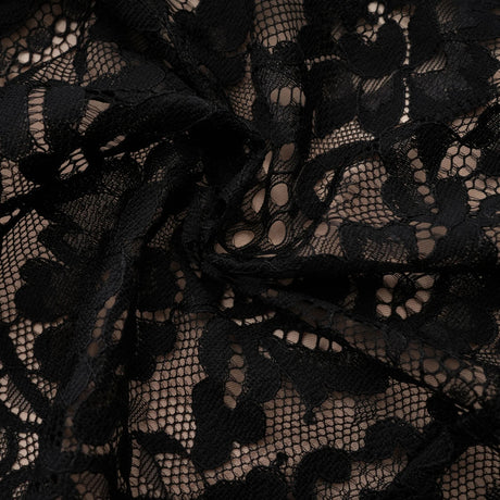 Aleksandra Black Floral Lace Mini Dress