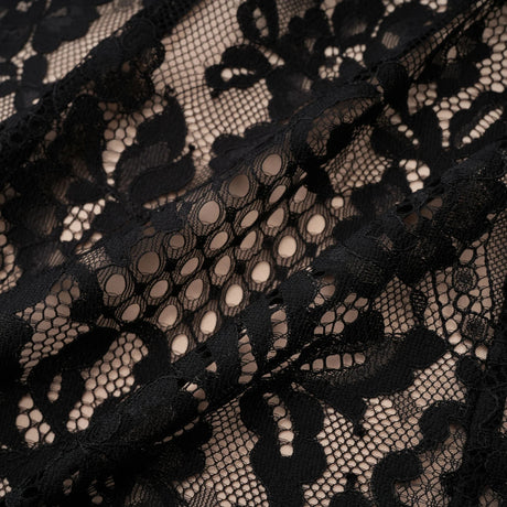 Aleksandra Black Floral Lace Mini Dress