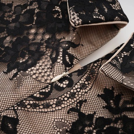 Aleksandra Black Floral Lace Mini Dress