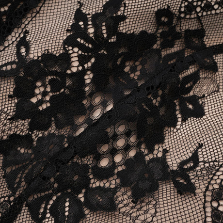 Aleksandra Black Floral Lace Mini Dress