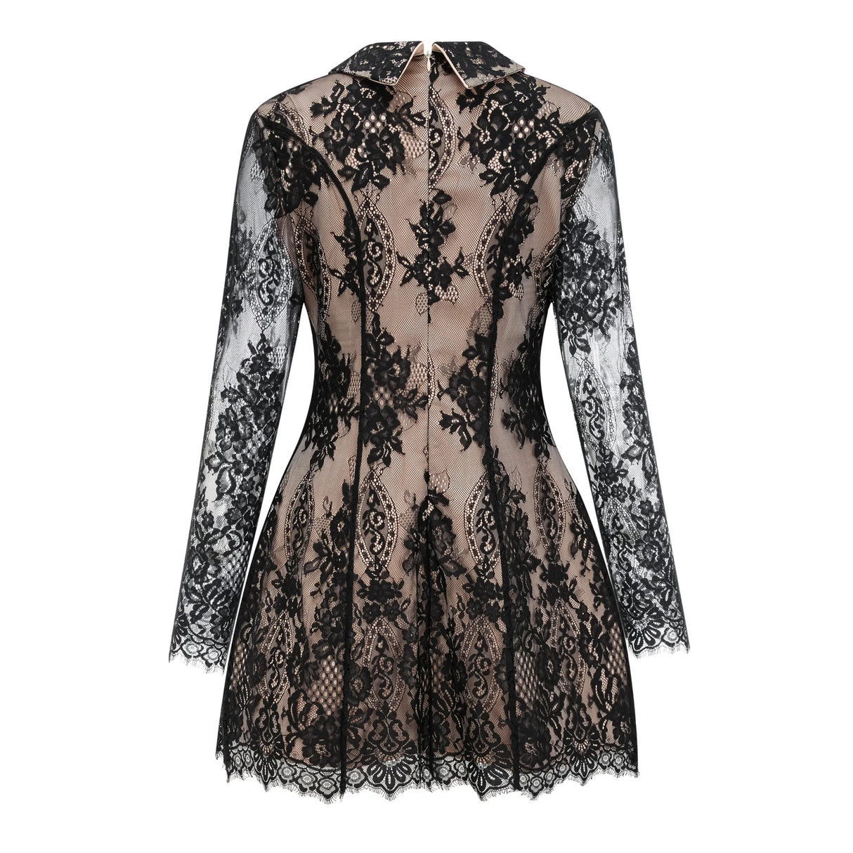 Aleksandra Black Floral Lace Mini Dress