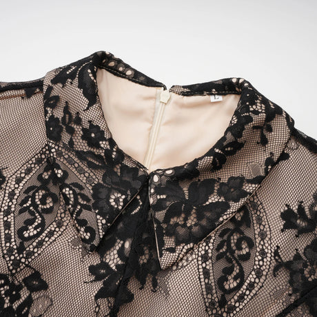Aleksandra Black Floral Lace Mini Dress