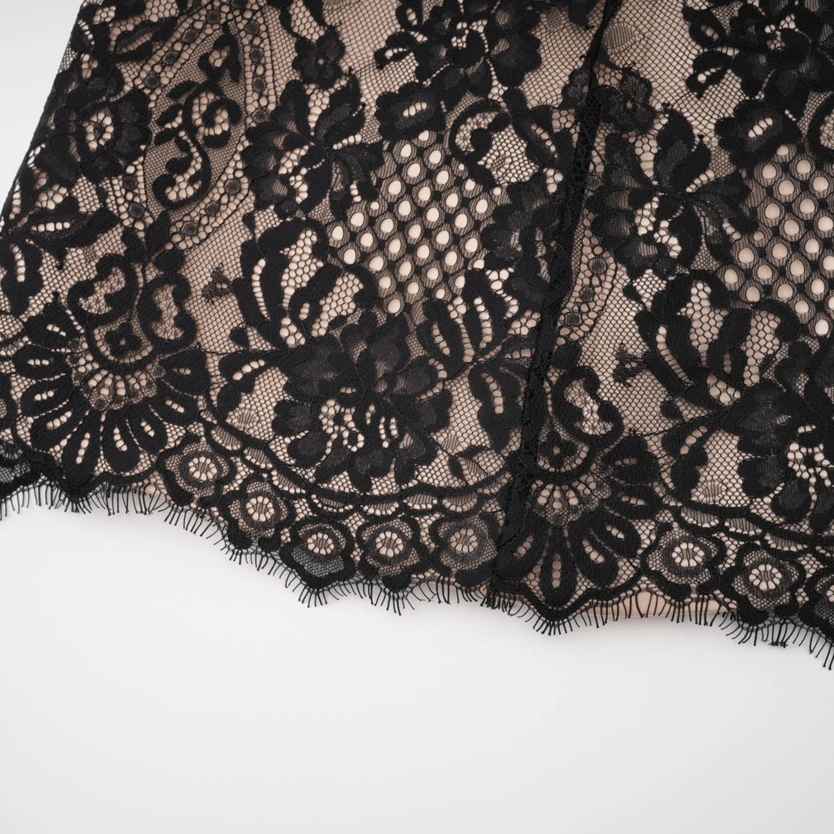 Aleksandra Black Floral Lace Mini Dress