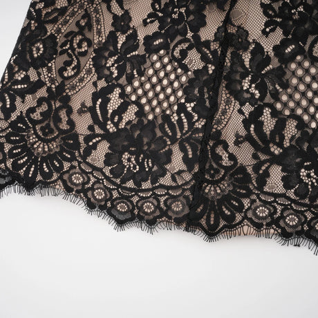 Aleksandra Black Floral Lace Mini Dress