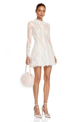 Aleksandra White Floral Lace Mini Dress