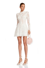 Aleksandra White Floral Lace Mini Dress