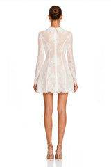 Aleksandra White Floral Lace Mini Dress