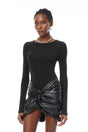 Alexandra Black Twisted Leather Panel Mini Dress