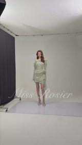 Alexis Sage Green SemiSheer Floral Lace Mini Dress