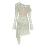 Alexis Sage Green SemiSheer Floral Lace Mini Dress