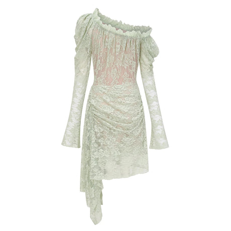 Alexis Sage Green SemiSheer Floral Lace Mini Dress