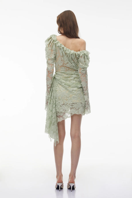 Alexis Sage Green SemiSheer Floral Lace Mini Dress