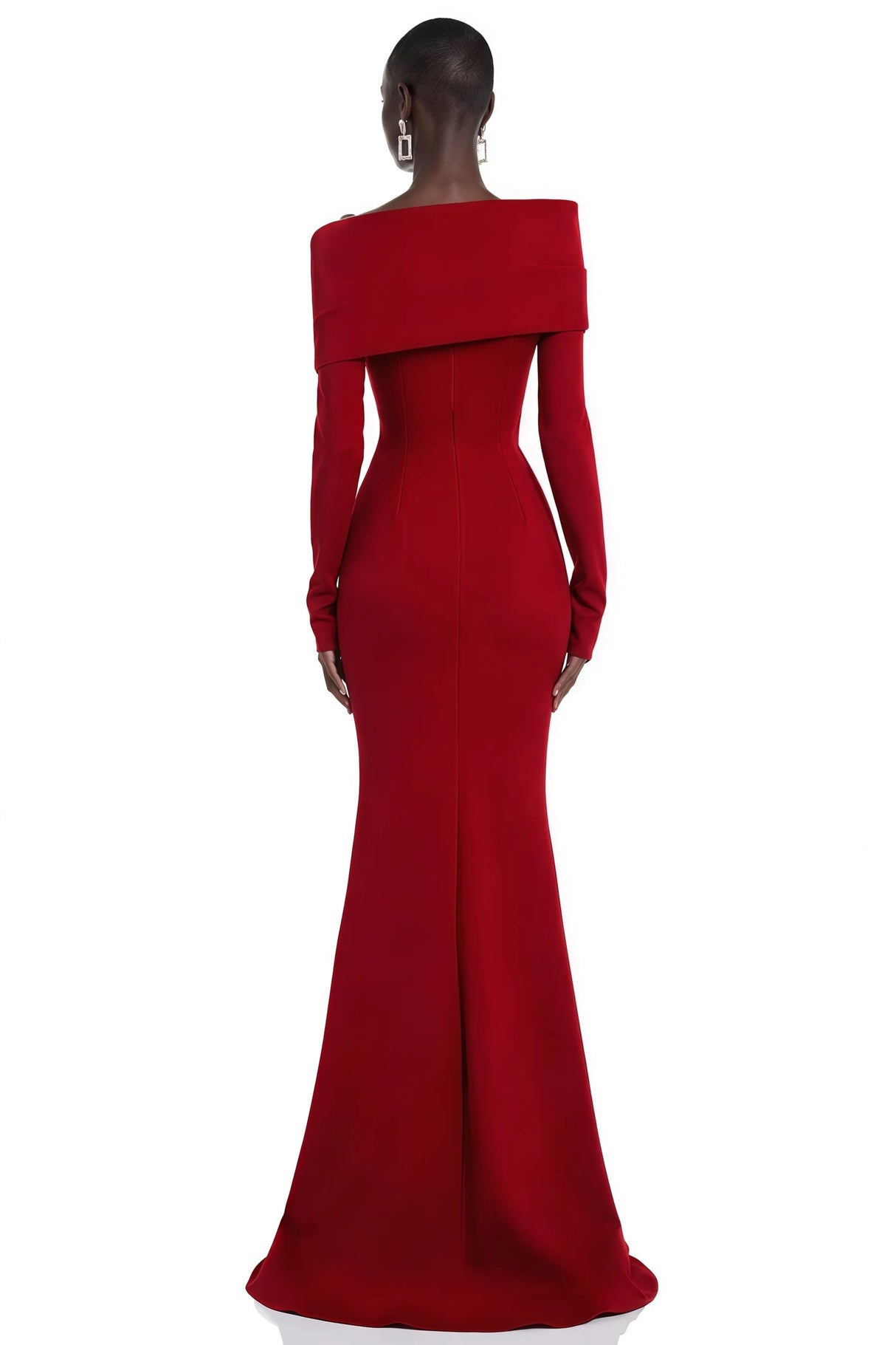 Alina Red Asymmetrical Draped Maxi Dress