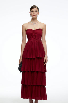 Allegra Burgundy Tiered Ruffled Maxi Dress